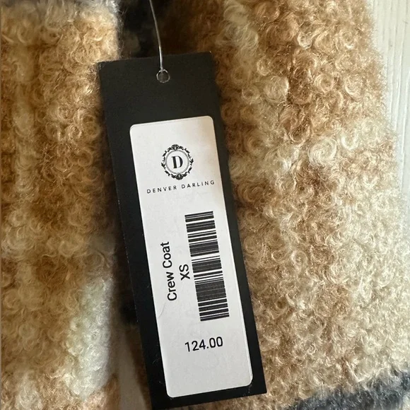 NWT RD Style Tan and Navy Blue Plaid Teddy Jacket Size XS - Picture 4 of 4